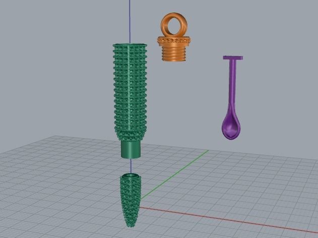 Bullet pendant with spoon N011732 3D print model_2
