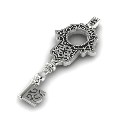 Pendant with key shape N011824 3D print model_1