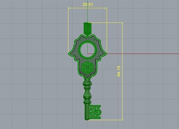 Pendant with key shape N011824 3D print model_6