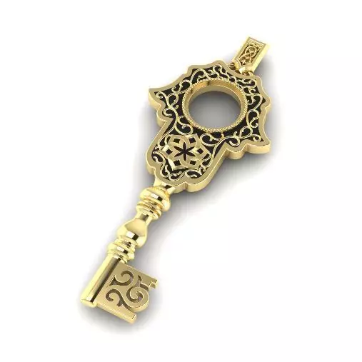 Pendant with key shape N011824 3D print model_0
