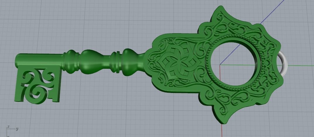 Pendant with key shape N011824 3D print model_3