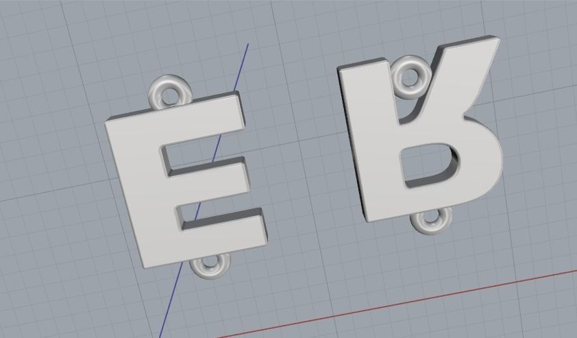 Pendant Letter R E N011784 3D print model_4