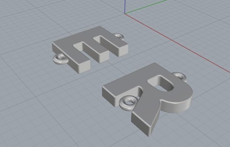 Pendant Letter R E N011784 3D print model_3