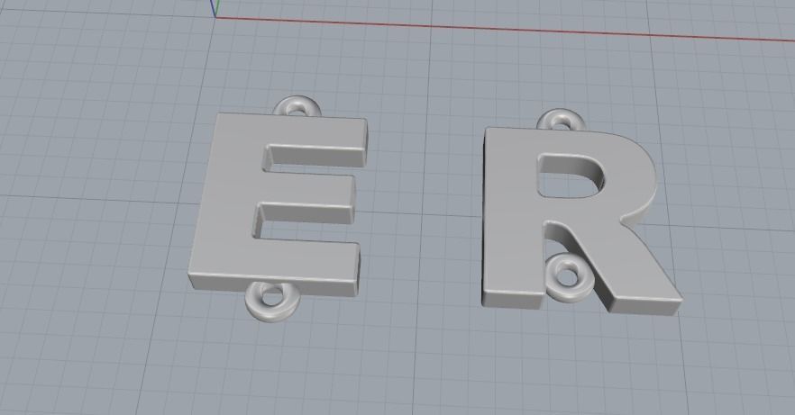 Pendant Letter R E N011784 3D print model_2