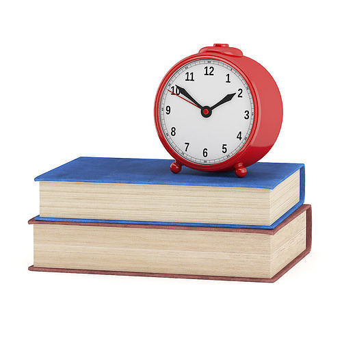 books and alarm clock Free 3D model