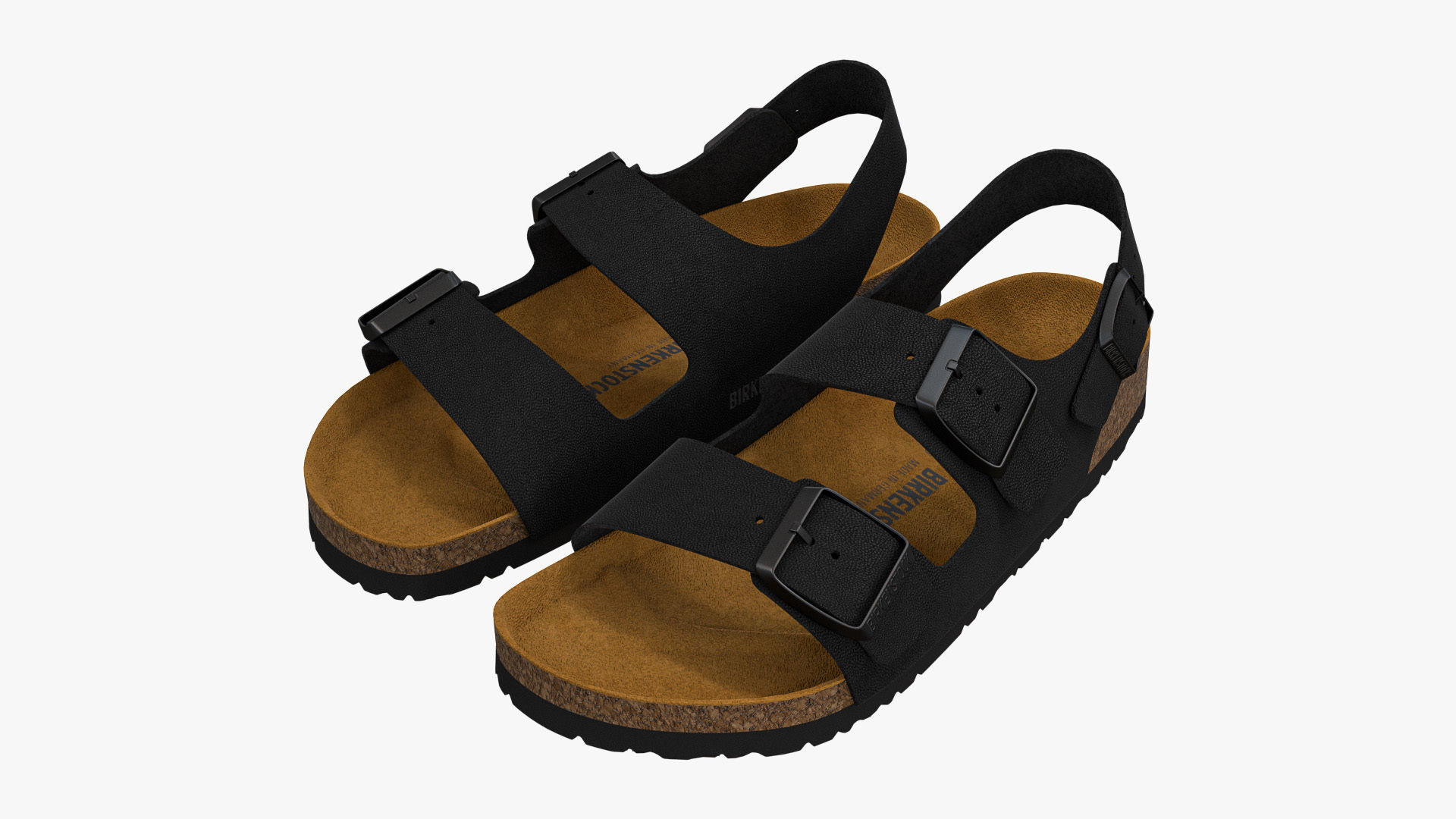Birkenstock Milano Black Leather 3D model_4