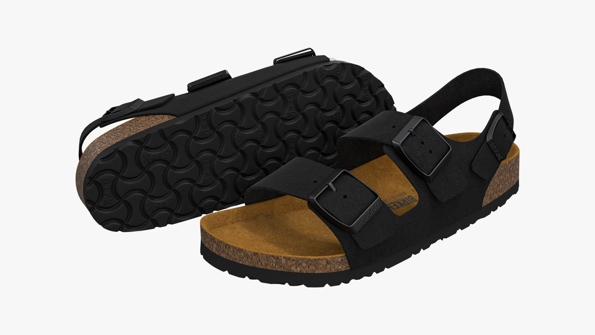 Birkenstock Milano Black Leather 3D model_1