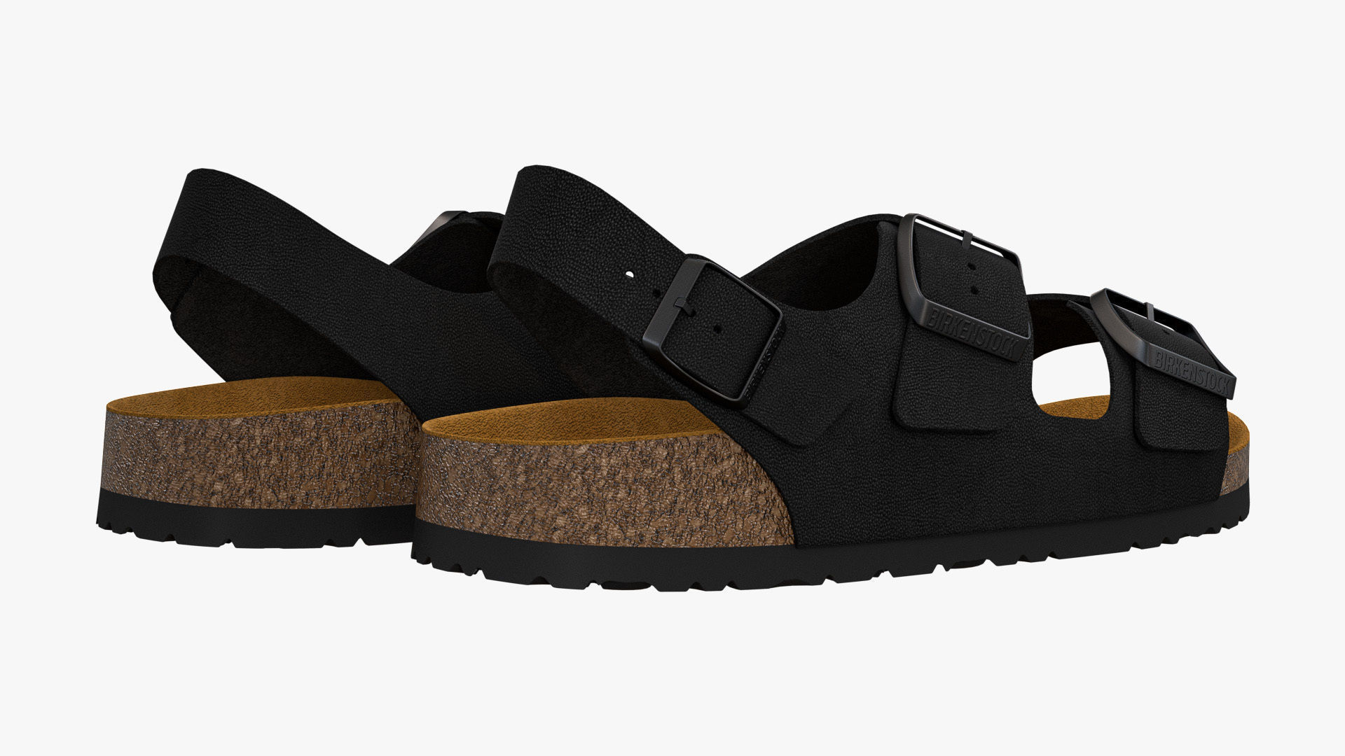 Birkenstock Milano Black Leather 3D model_5