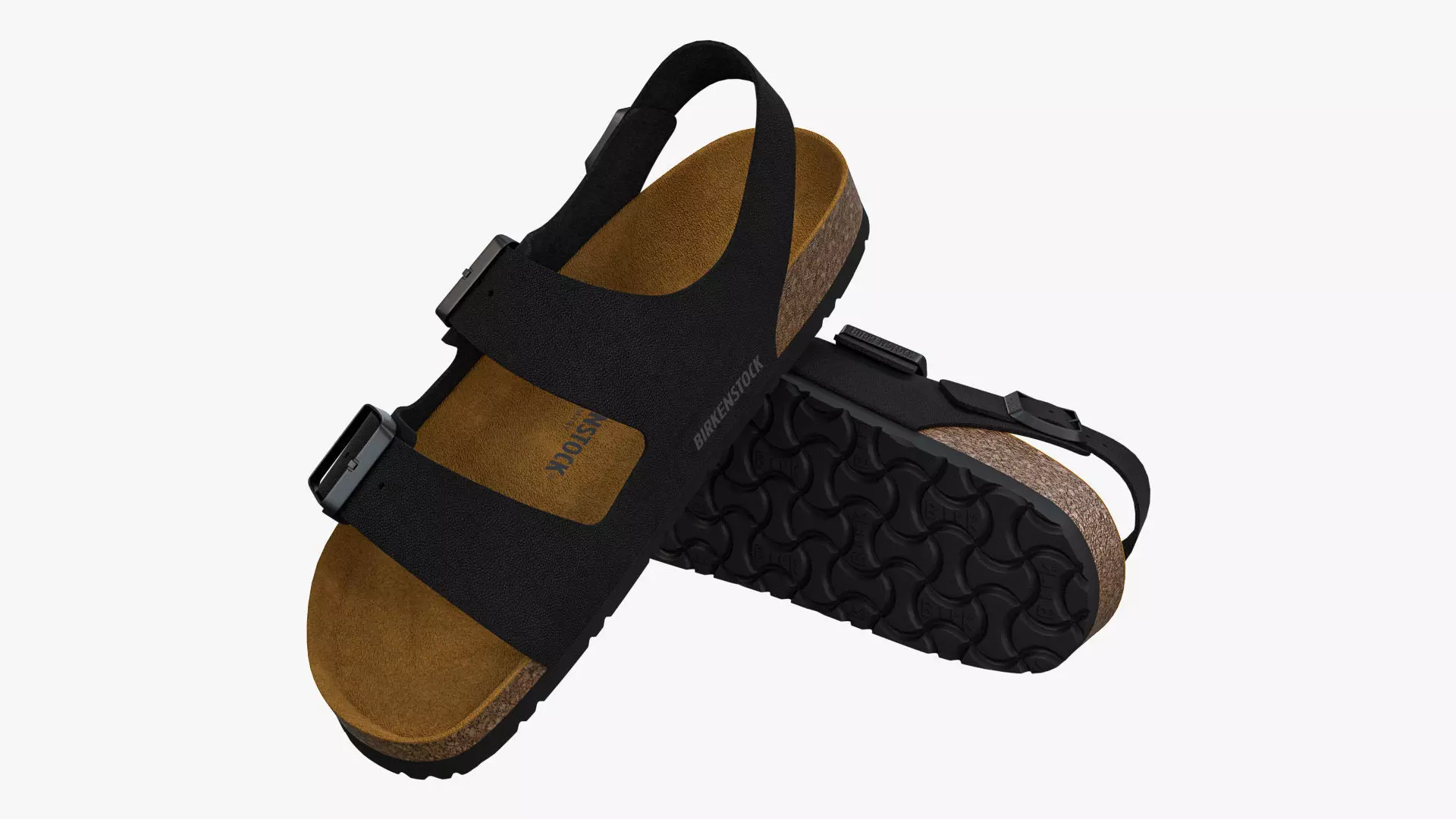 Birkenstock Milano Black Leather 3D model_0