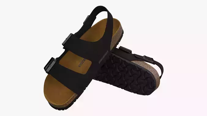 Birkenstock Milano Black Leather 3D model