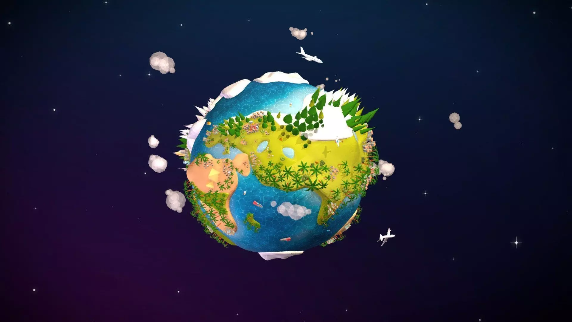 cartoon lowpoly earth planet 3D model