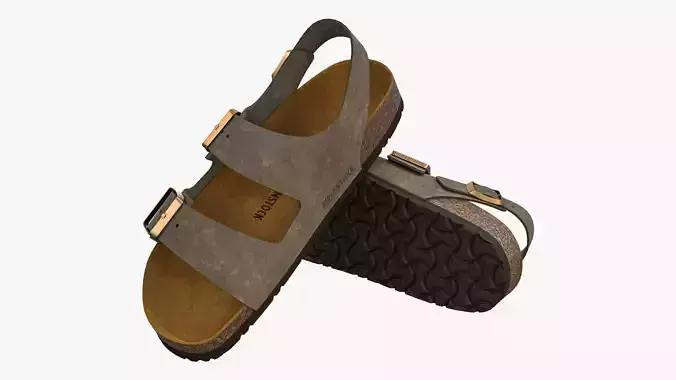 Birkenstock Milano Taupe Suede 3D model