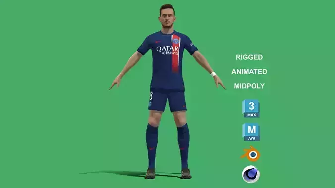3D Rigged Fabian Ruiz PSG 2024 3D model