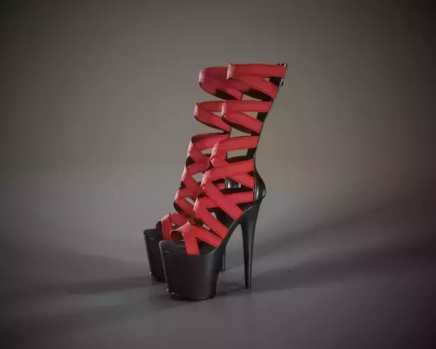 Banded Platform Shoes Low-poly 3D model