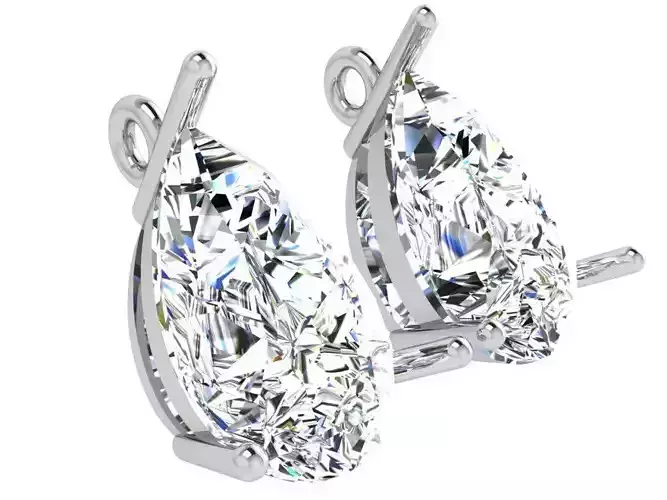 Pear Cut Diamond Basket Setting Earring 4796