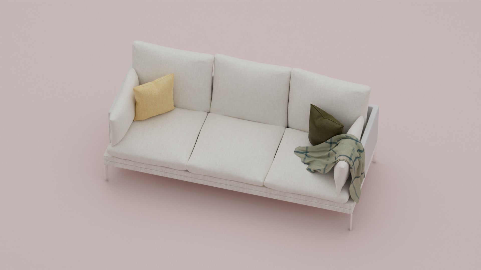Couch with Blanket 3D model_7