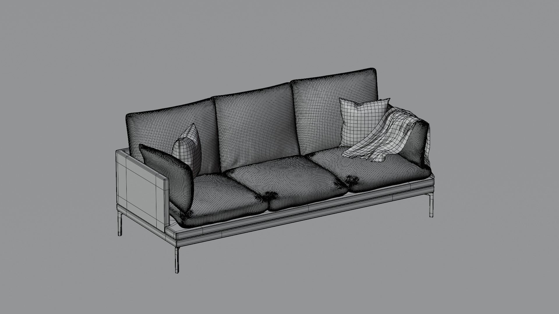 Couch with Blanket 3D model_10