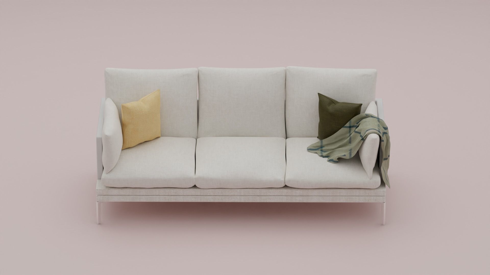 Couch with Blanket 3D model_1