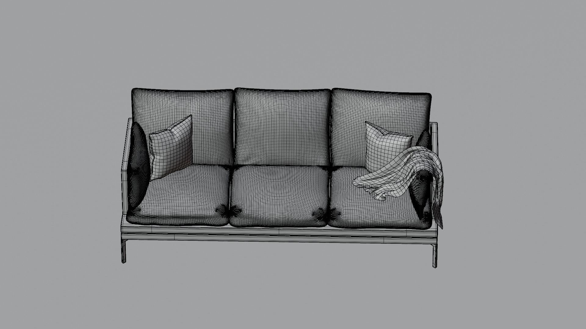 Couch with Blanket 3D model_9