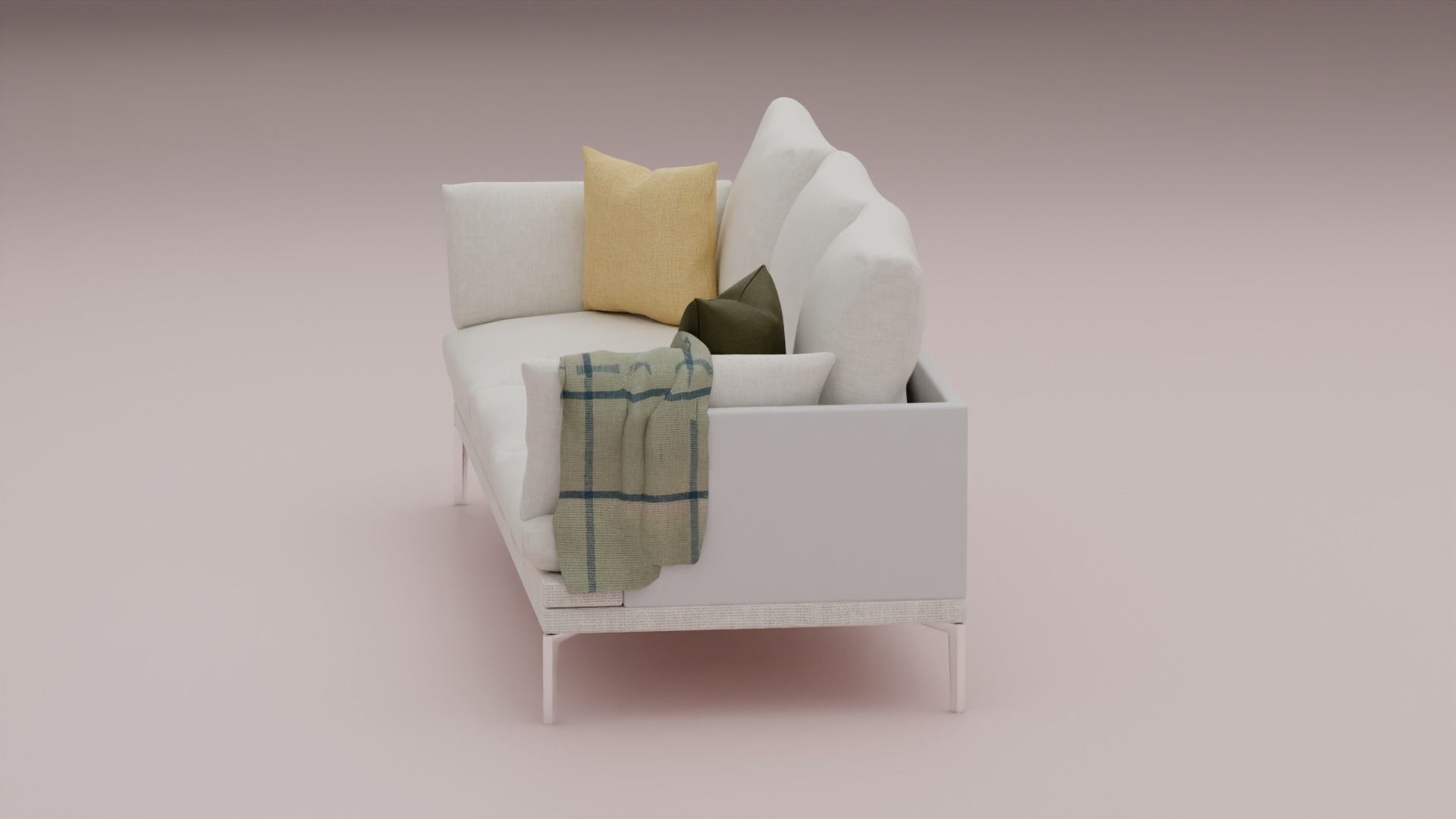 Couch with Blanket 3D model_3