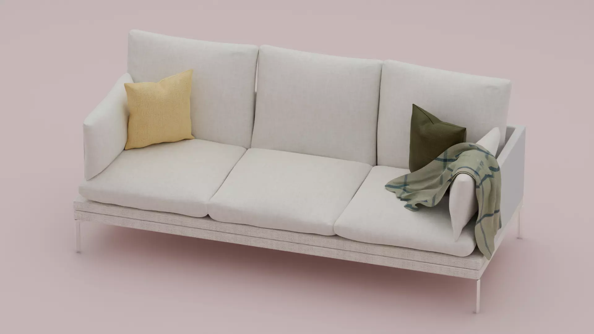 Couch with Blanket 3D model_0