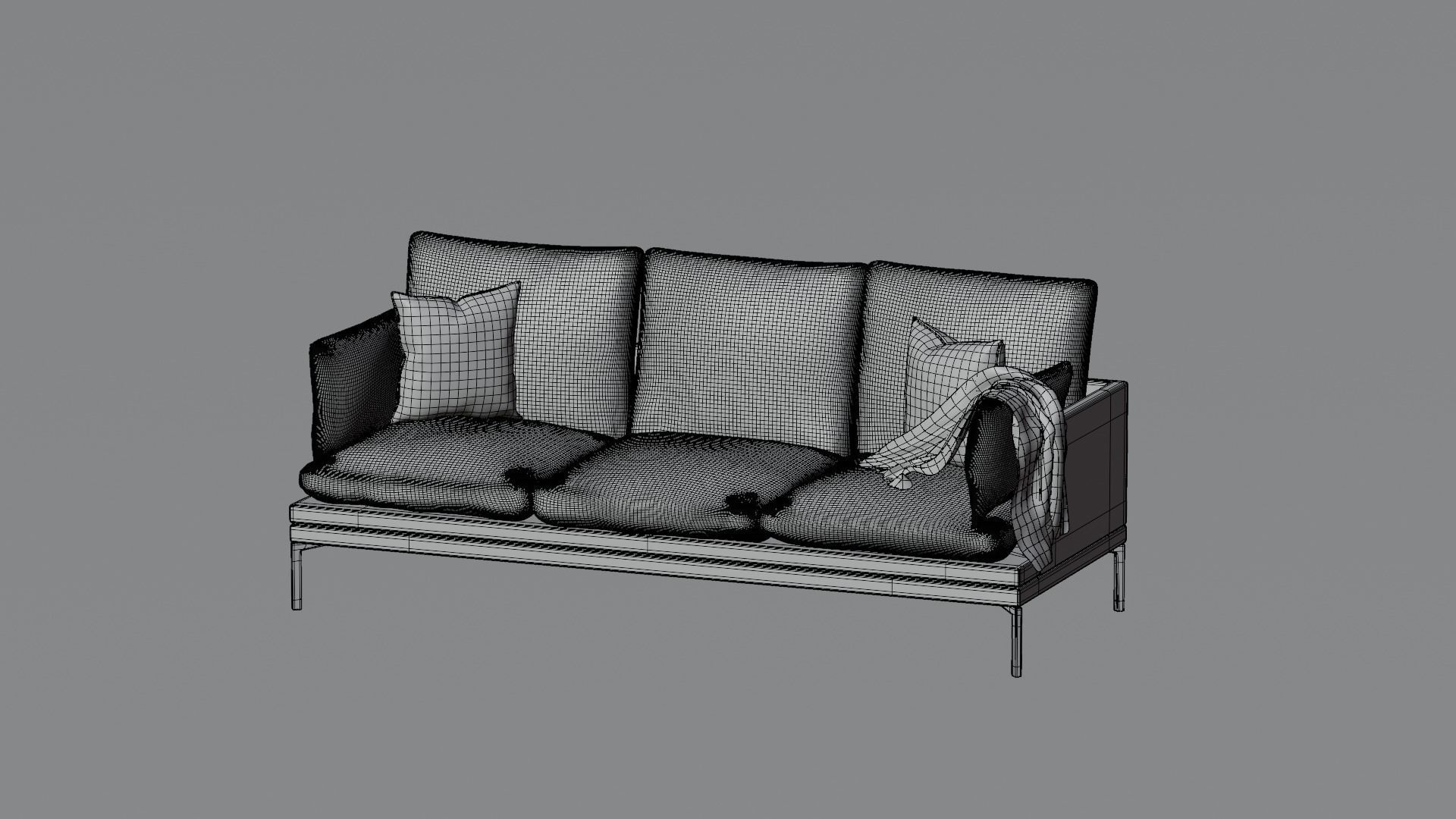 Couch with Blanket 3D model_8
