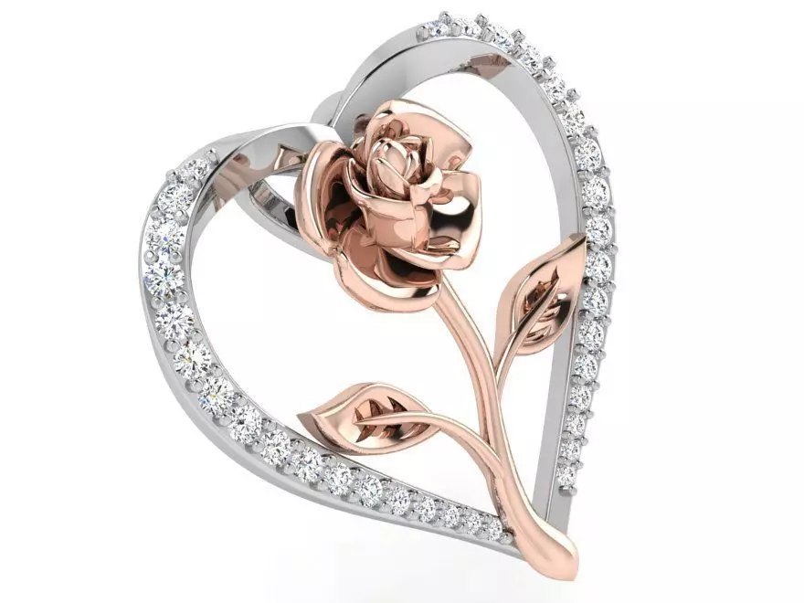 Heart Rose Pendant 4801 3D print model