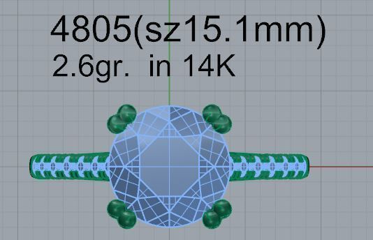 Round Diamond Ring 4805 3D print model_4
