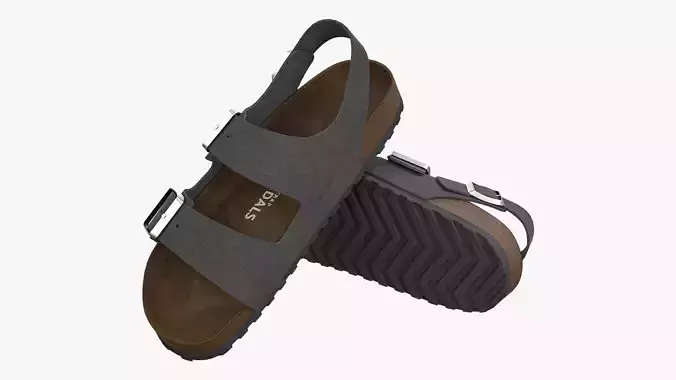 Backstrap Sandals Grey Leather 3D model