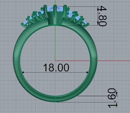 Round Diamond Ring 4818 3D print model_5