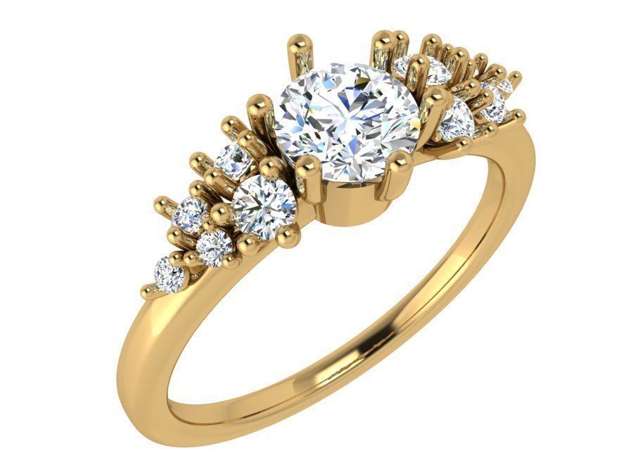 Round Diamond Ring 4818 3D print model_1