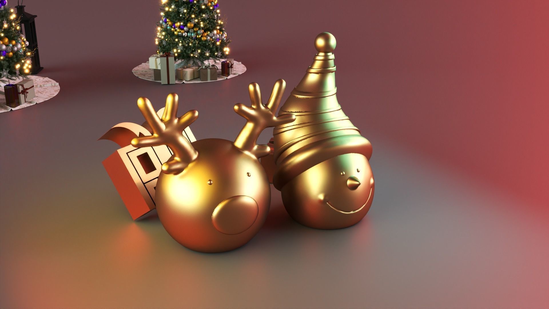 snowman deer cute decor 3D print model_3