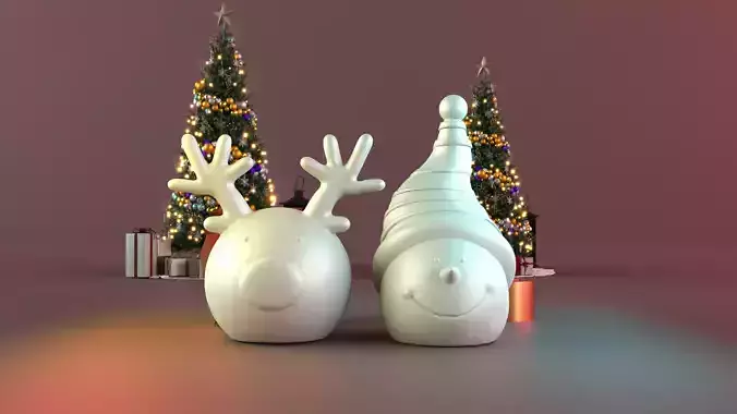 snowman deer cute decor 3D print model