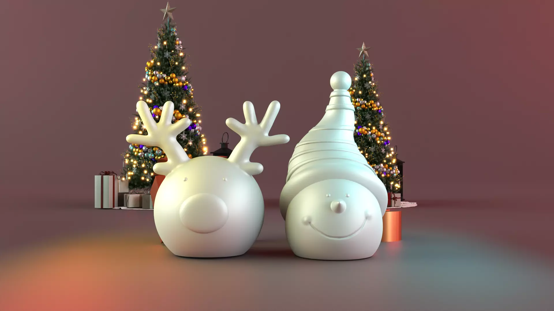 snowman deer cute decor 3D print model_0