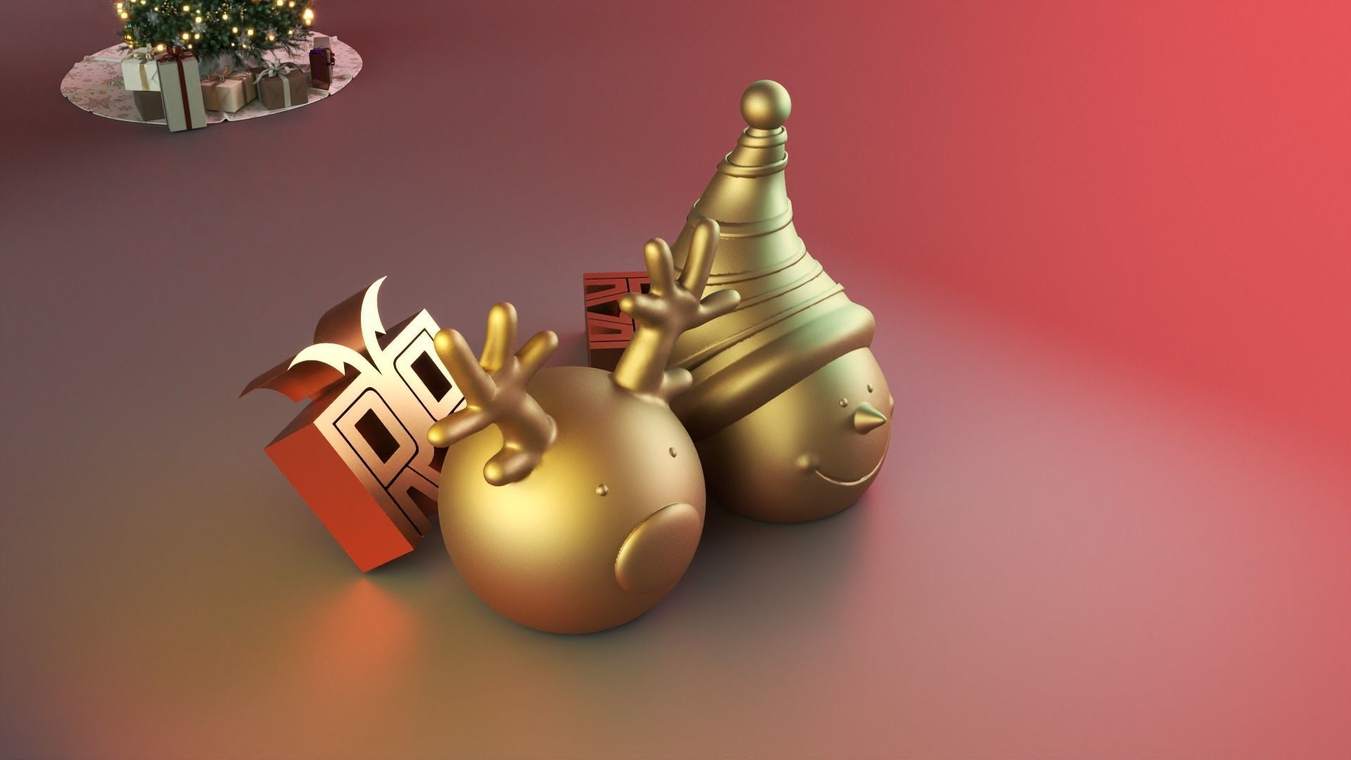 snowman deer cute decor 3D print model_1