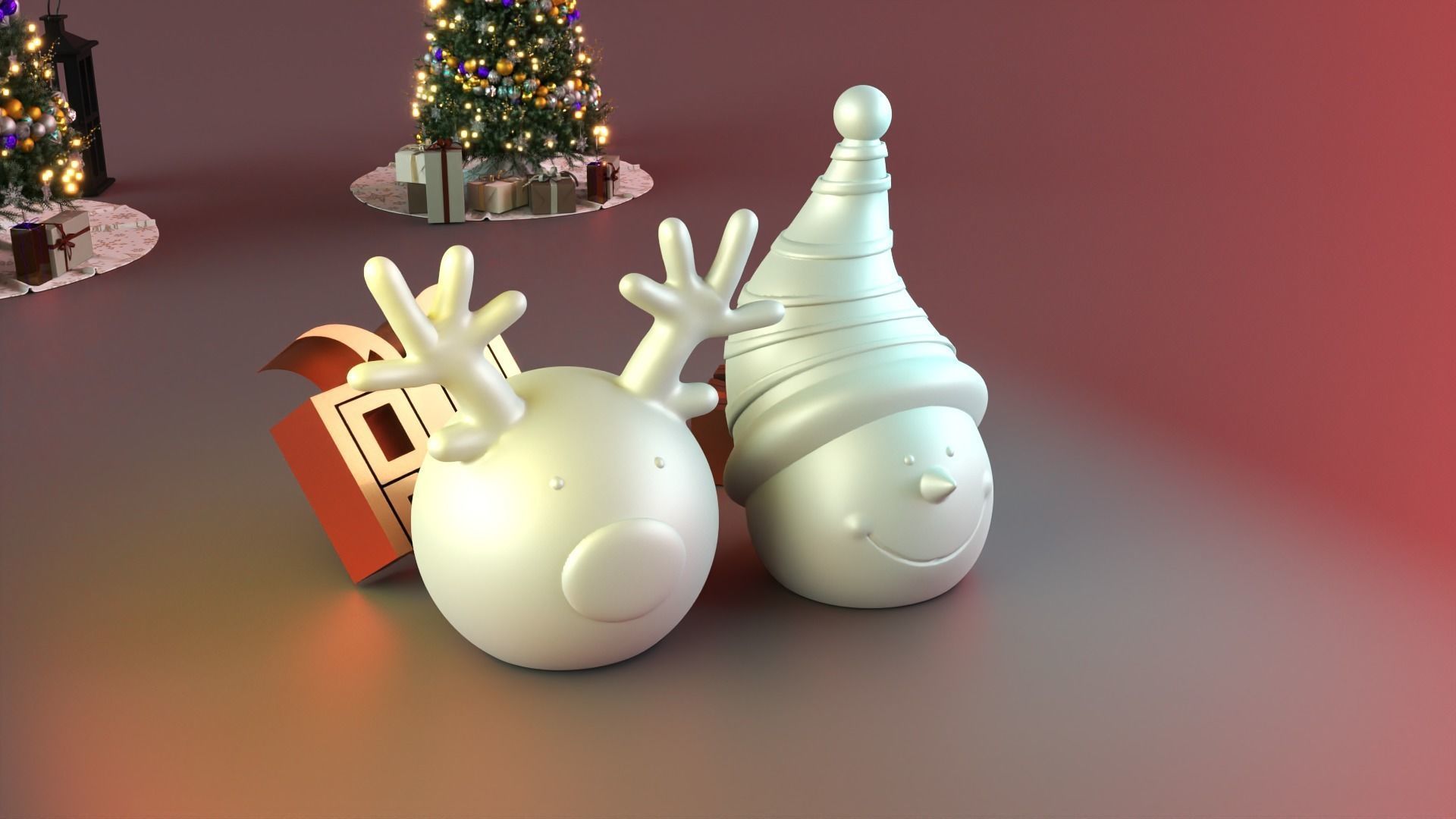 snowman deer cute decor 3D print model_4