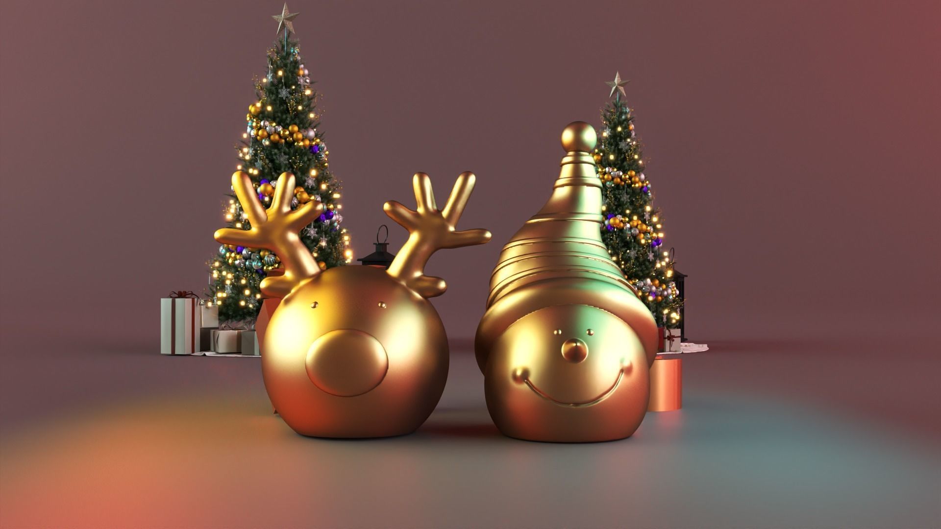 snowman deer cute decor 3D print model_2