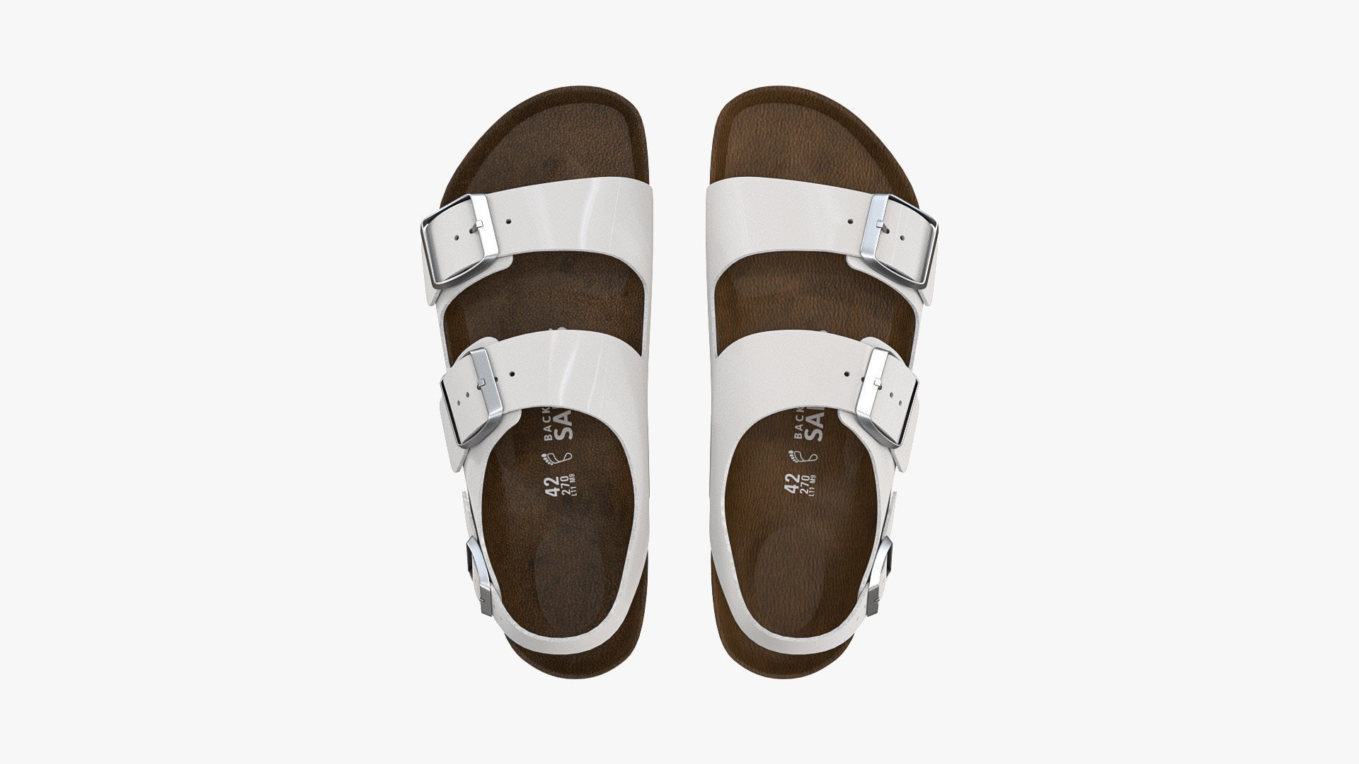 Backstrap Sandals White Patent 3D model_3