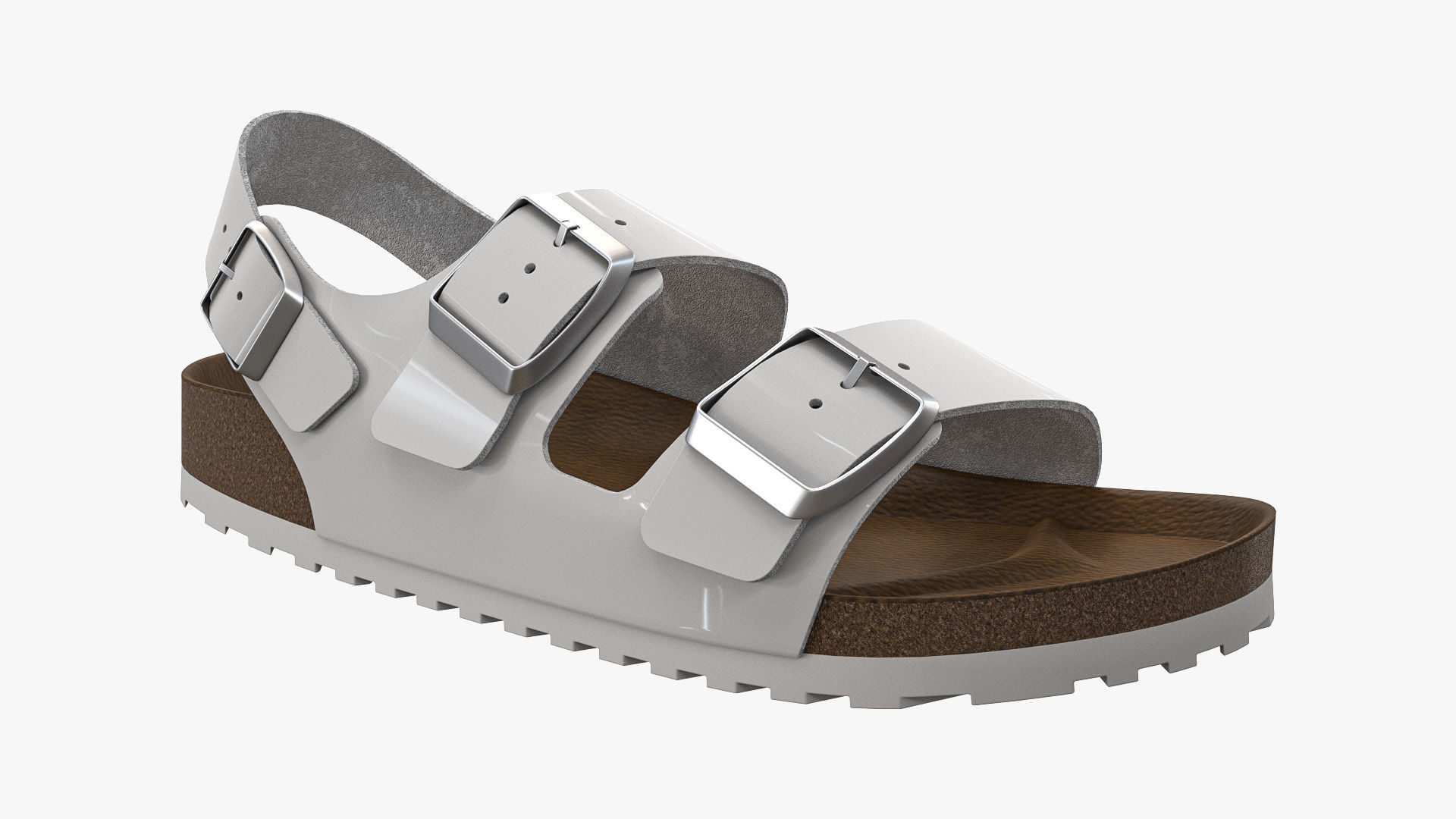 Backstrap Sandals White Patent 3D model_9