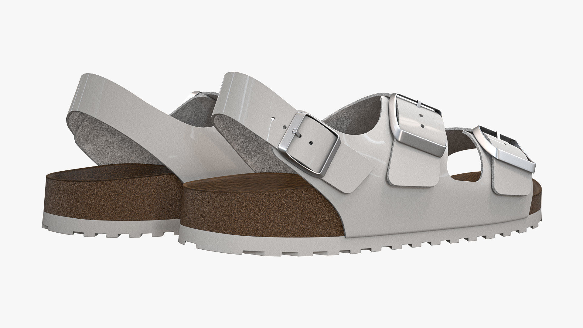 Backstrap Sandals White Patent 3D model_5