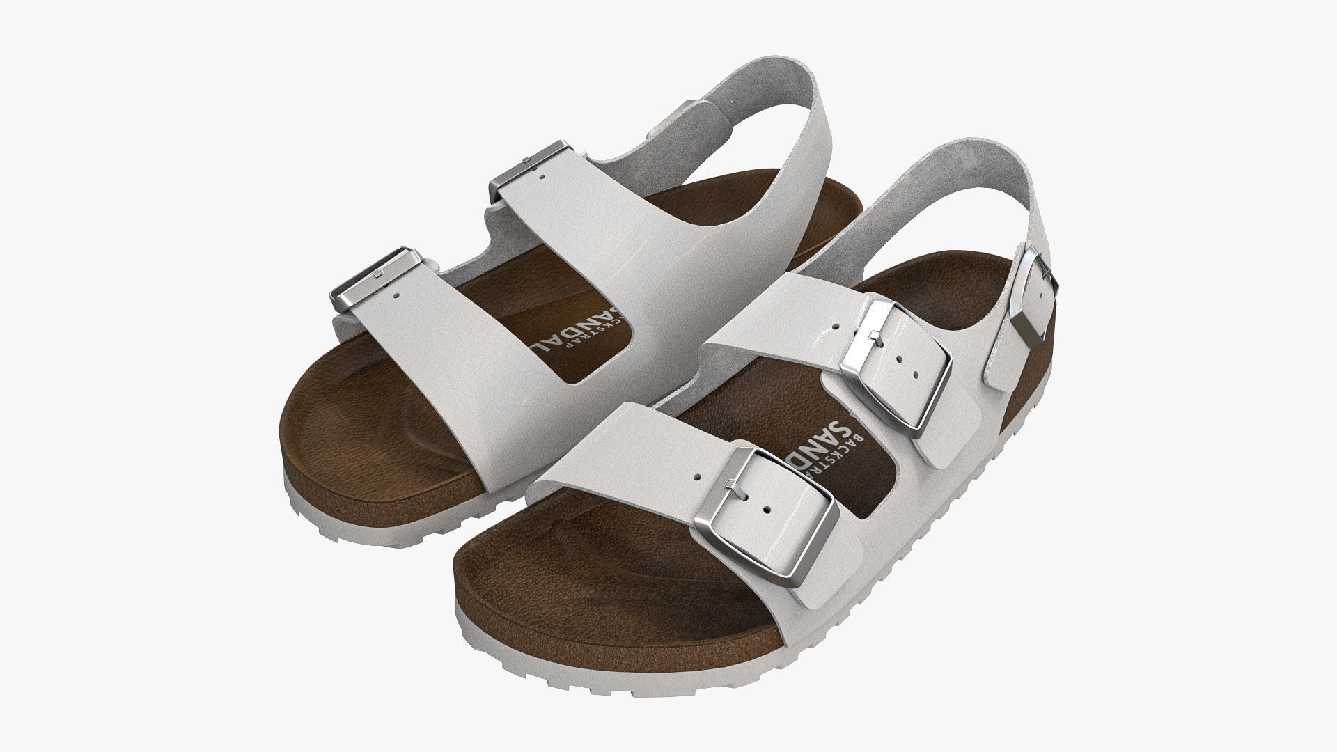 Backstrap Sandals White Patent 3D model_4
