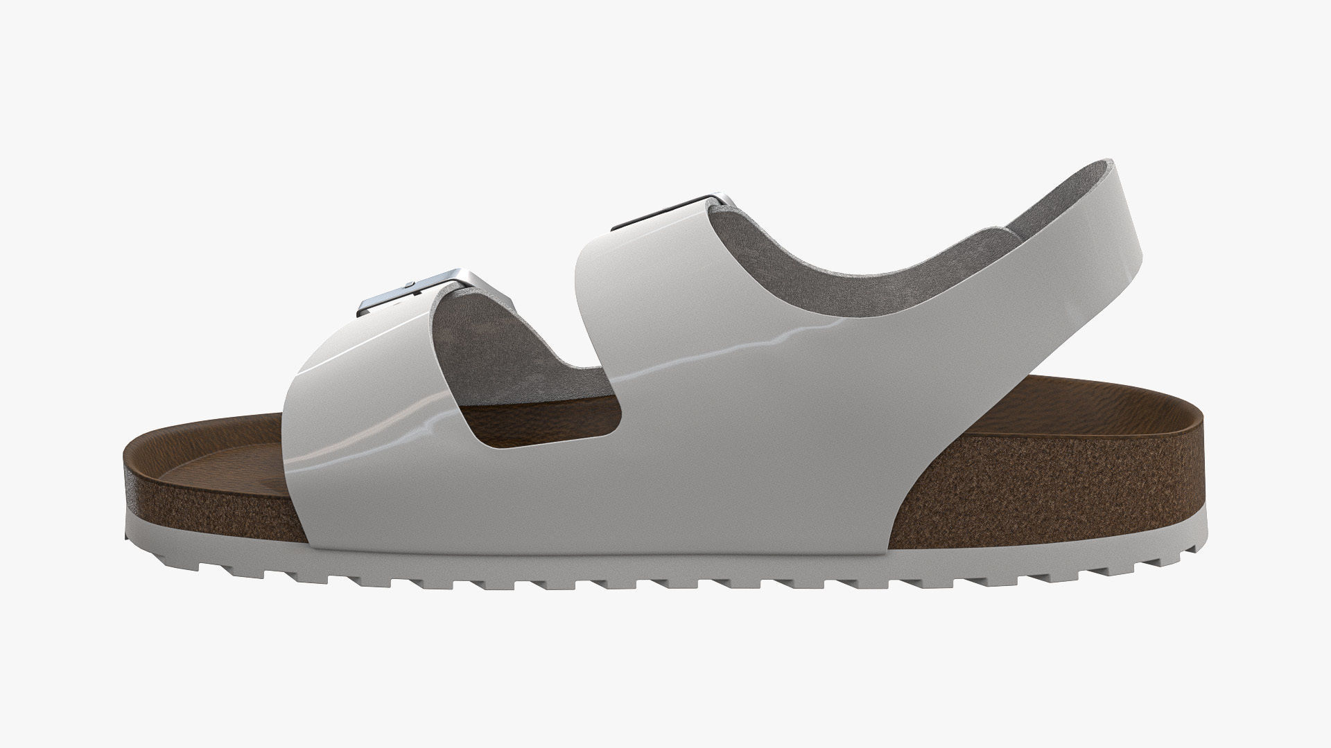 Backstrap Sandals White Patent 3D model_7