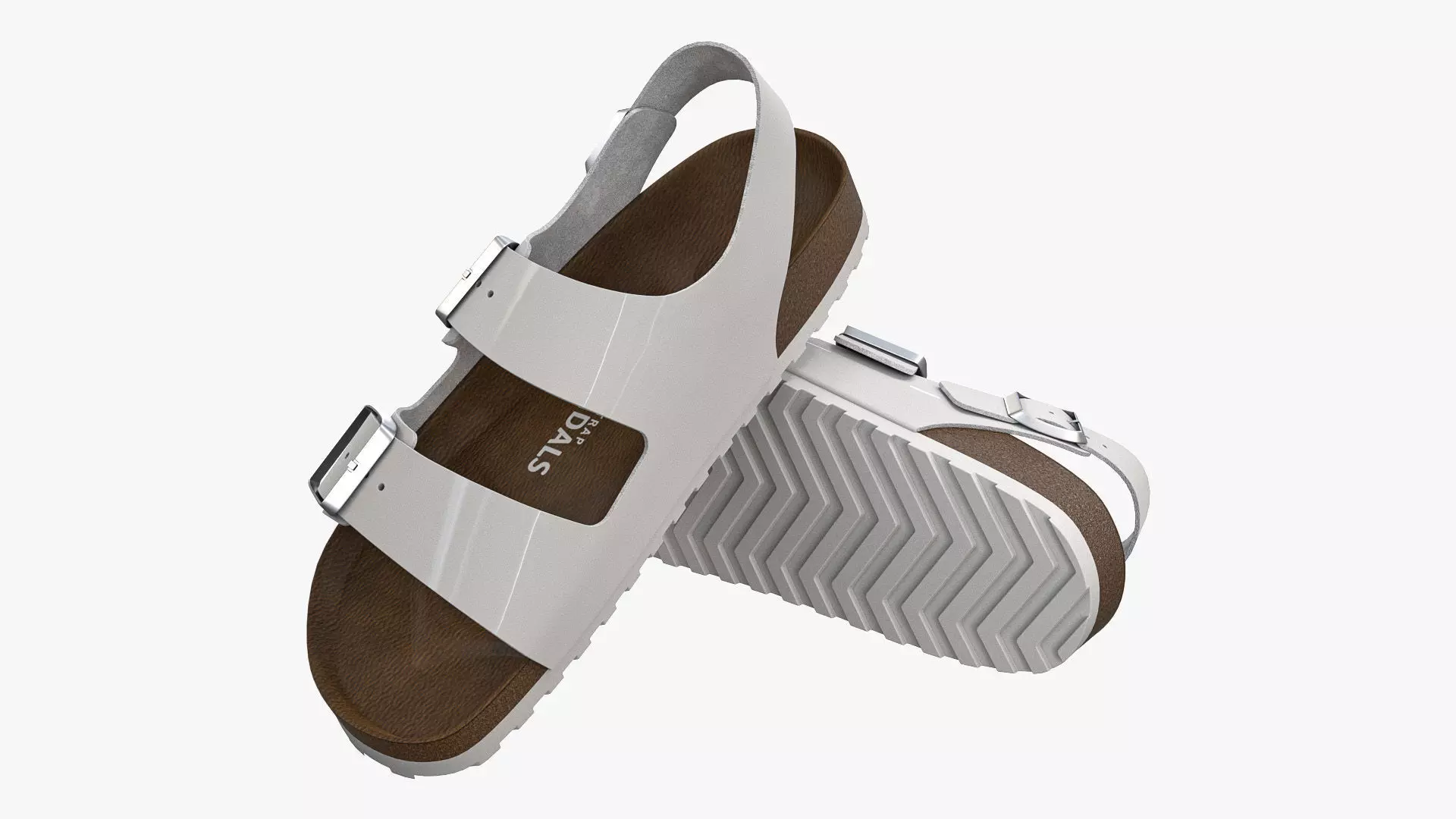 Backstrap Sandals White Patent 3D model_0