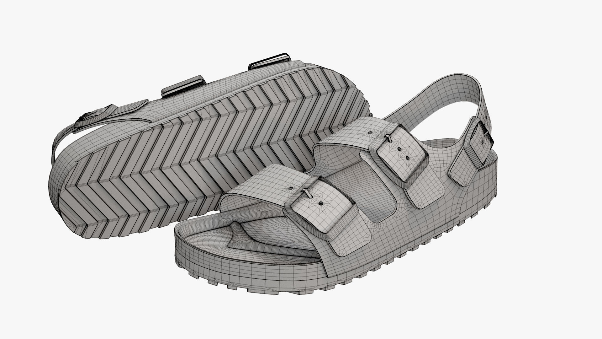 Backstrap Sandals White Patent 3D model_13
