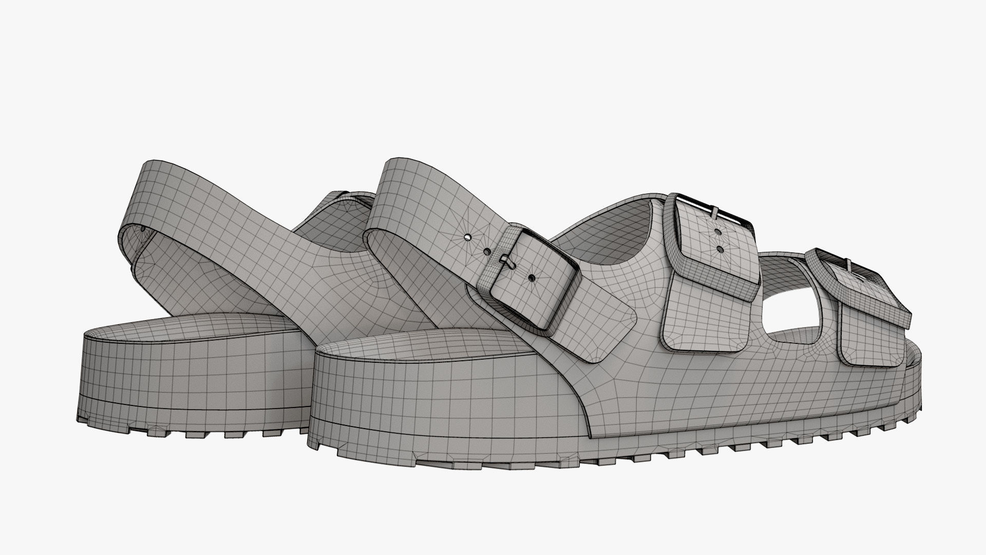Backstrap Sandals White Patent 3D model_15