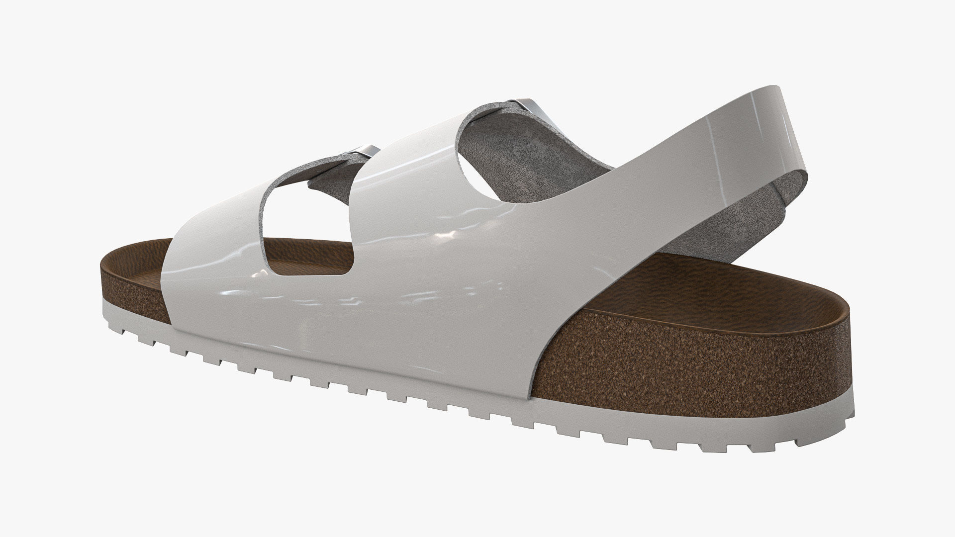 Backstrap Sandals White Patent 3D model_10
