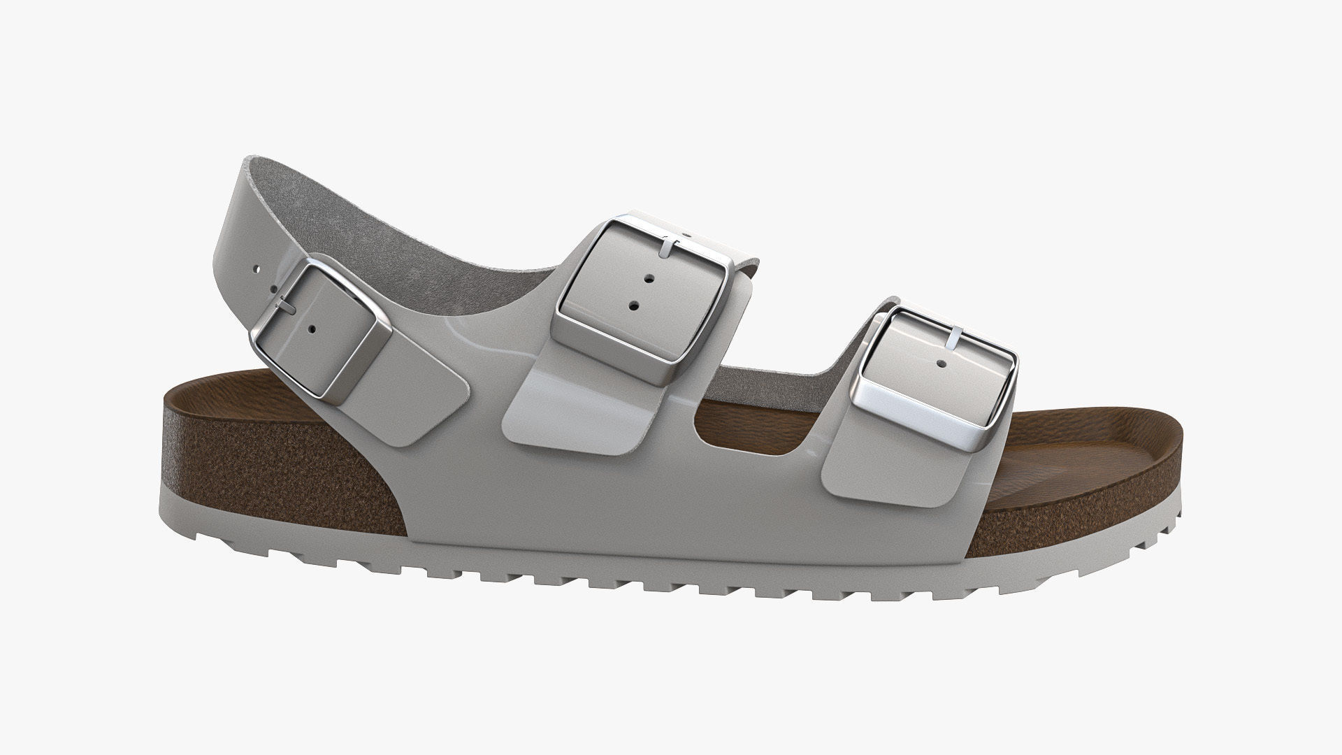 Backstrap Sandals White Patent 3D model_6