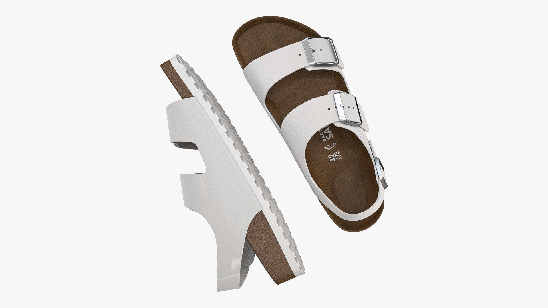 Backstrap Sandals White Patent 3D model_2