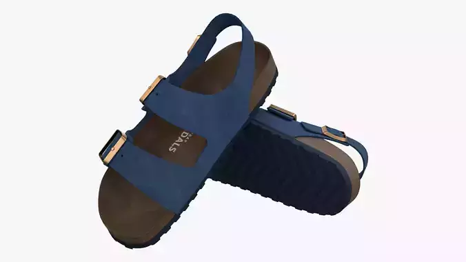 Backstrap Sandals Blue Suede 3D model