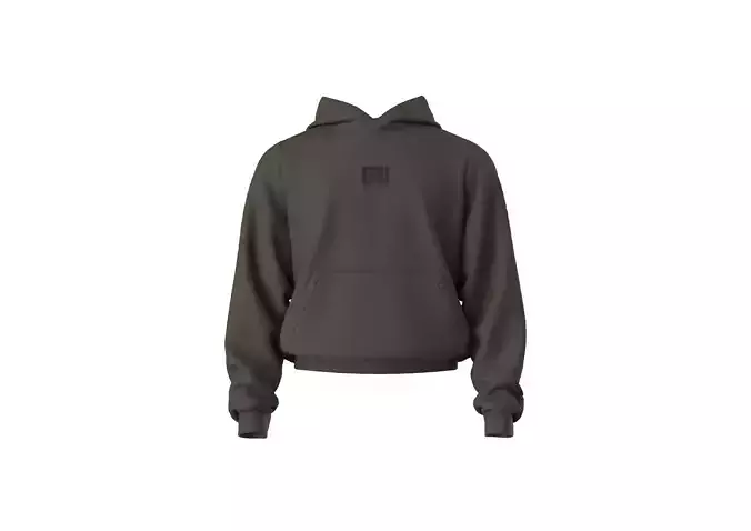 A deep grey-green loose hooded sweatshirt